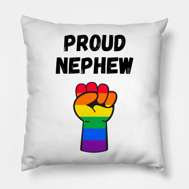 Proud Nephew Rainbow Pride T Shirt Design Pillow by Rainbow Kin Wear