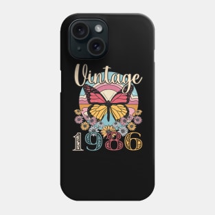 Floral Butterfly Retro Vintage 1986 37th Birthday Phone Case