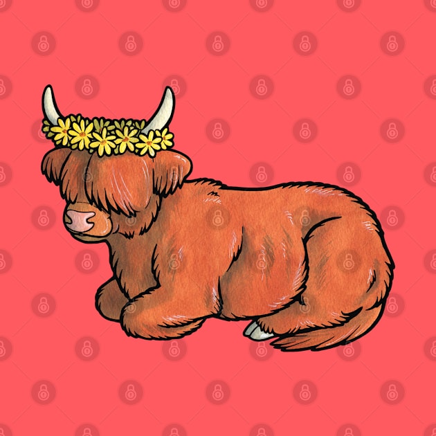 Highland coo by animalartbyjess