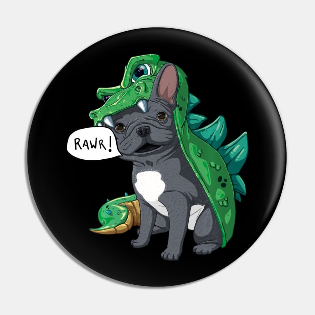 French Bulldog Dinosaur Dragon Costume Halloween Gift Pin by adrinalanmaji