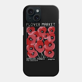 Retro poppy flower market, mid-century modern poster style in ivory Phone Case