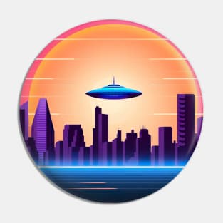 Vintage Style Alien UFO Encounter - Sci-Fi Design Pin