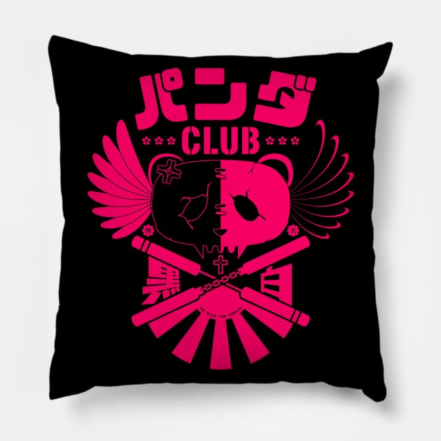 Panda Club Logo Design (Pink) Pillow by PandaPawPaw