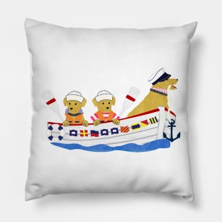 Nautical Preppy Dogs - Golden Retrievers Pillow