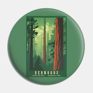 Redwoods Vintage Travel Poster Pin