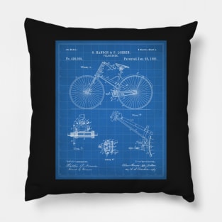 Cycling Patent - Bicycle Art - Blueprint Pillow