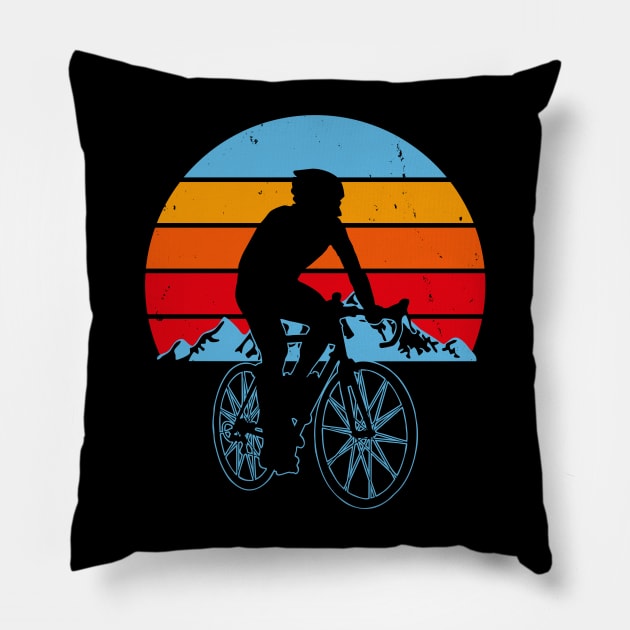 Retro Vintage Cyclist Cycling Bicycle Retro Biker Gift For Cyclist Pillow by IloveCycling