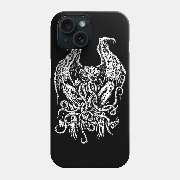 Colourless Cthulhu on Black Phone Case by Soul-Paralyzed Art