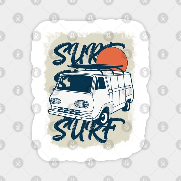 Vintage Surfer Van Design For Surfers And Adventurers Magnet by StreetDesigns