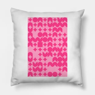 Girly Pinkish Geometric Pattern - Flowers & Stars #7 Pillow