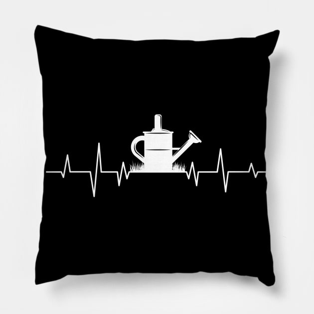 Watering Can Garden Heartbeat Gift Pillow by Delightful Designs