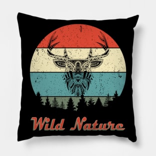 Wild Nature Deer Abstract Sunset Pillow