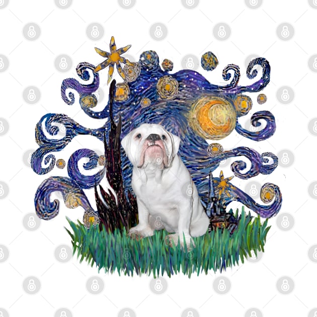 Inspired by the Famous Starry Night Featuring an English Bulldog by Dogs Galore and More