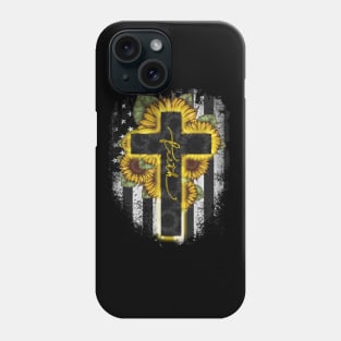 Cross Faith Sunflower American Flag Independence Day Gift Phone Case
