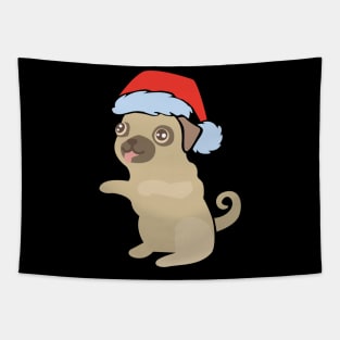 Dog with santa hat 02 Tapestry