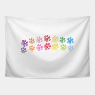 Cute doodle hand drawn colorful paw prints foot step vector Tapestry