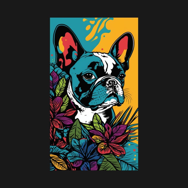 French Bulldog Vibrant Tropical Flower Tall Retro Vintage Digital Pop Art Portrait 4 by ArtHouseFlunky