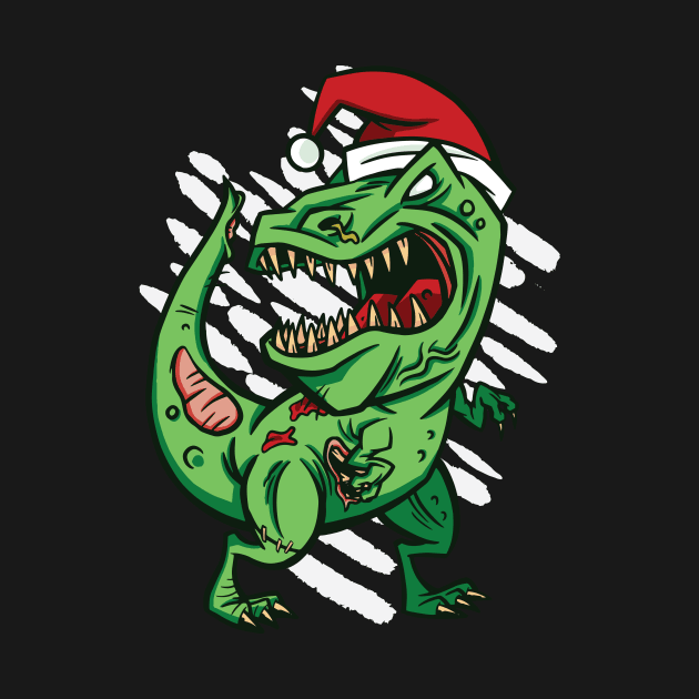 Zombie Santa T-Rex Dinosaur Cartoon by SLAG_Creative