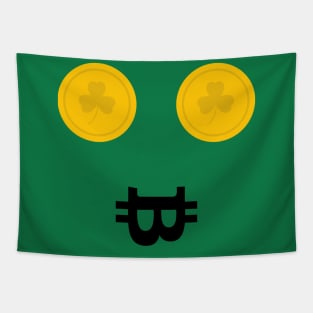 Bitcoin bunny. A pretty, cute, beautiful design that forms a bunny with two gold coins and the letter B! Tapestry