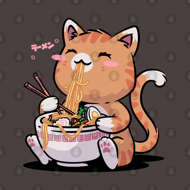 Cat Ramen Kawaii Neko Bowl Anime Otaku Caramel Cat by vo_maria