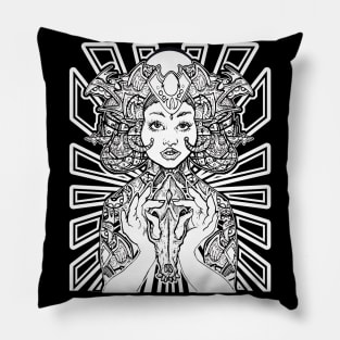 Goddess Sophia Wolf Scull Pillow