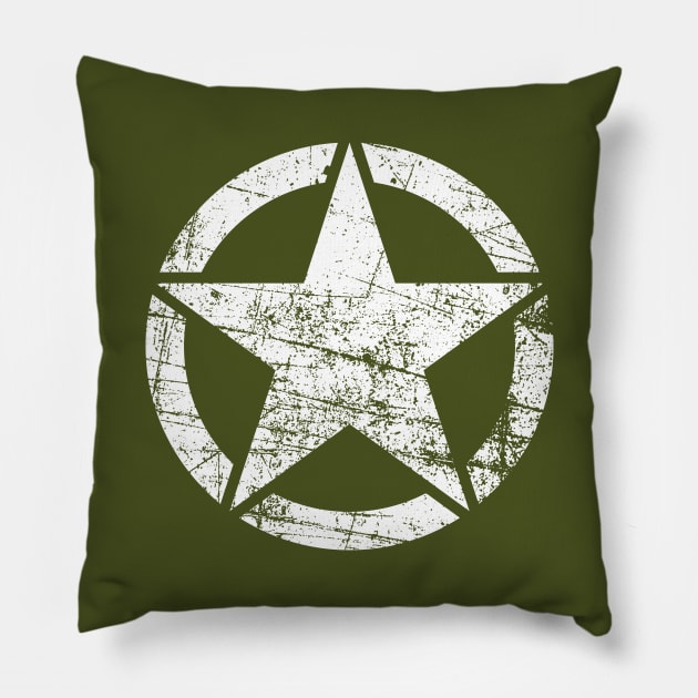 Vintage Army Star • Classic Retro USA Military Distressed Logo Pillow by Kushteez