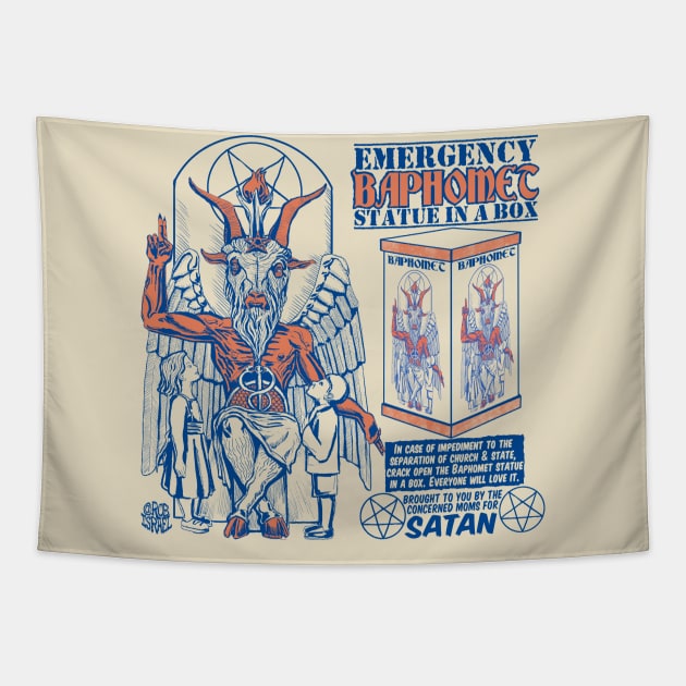 Baphomet in a Box Tapestry by Robisrael