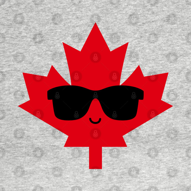 Disover Cool Canada Day Maple Leaf with Sunglasses (Red) - Canada Day - T-Shirt