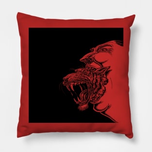 Angry Man with Tiger Coming from Mouth Pillow