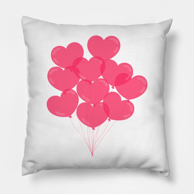 Pink lovely heart balloon Pillow by Aoxydesign