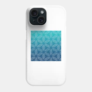 Japanese style wood carving pattern in blue Phone Case