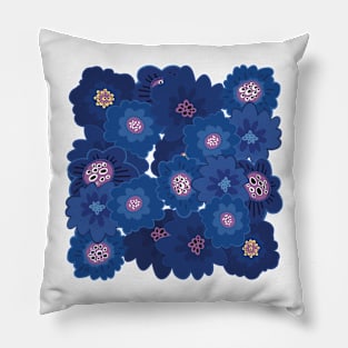 Fun flowerpower pattern in 1970-style, orange, blue and violet colors, Pillow