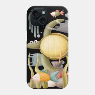 Turtle with plastic under ocean Phone Case