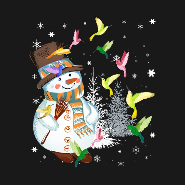 Hummingbird Snowman Merry Christmas Tee Hummingbird Lovers by DarkBruhh