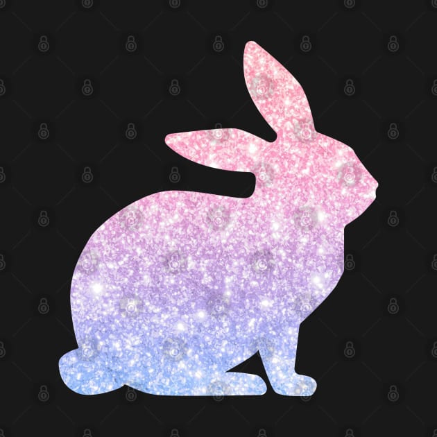 Pastel Pink and Purple Ombre Faux Glitter Easter Bunny by Felicity-K