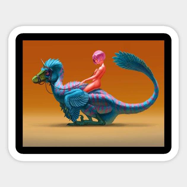Anime girl on raptor - Animeraptor - Sticker | TeePublic Anime girl on raptor - Animeraptor - Sticker | TeePublic