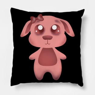 Pink Girl Puppy Cute Kid Art Pillow