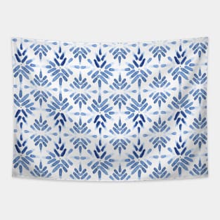 Blue Moroccan Watercolour Tile Print Tapestry