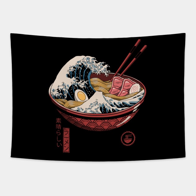 Great Ramen Wave Tapestry by Vincent Trinidad Art