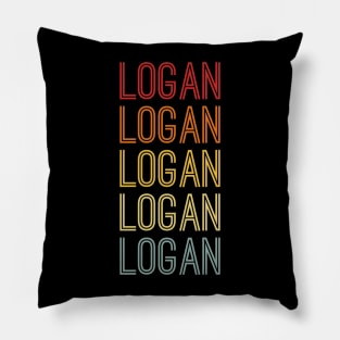Logan Name Vintage Retro Pattern Pillow