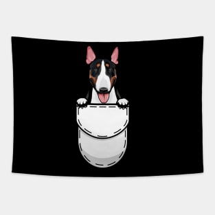 Funny Bull Terrier Pocket Dog Tapestry