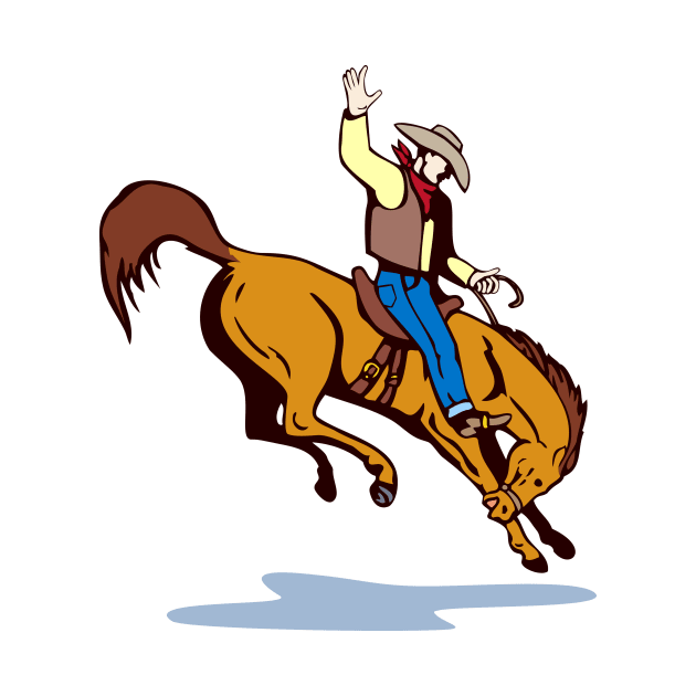 Bronc Riding Competition Retro by retrovectors