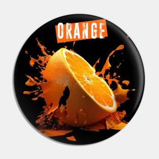 Smashed Orange: A Burst of Empty Rhetoric on a Dark Background Pin