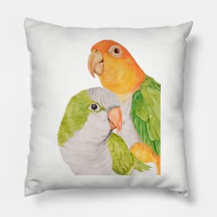 Tropical Caique Quaker Parrot Watercolor Art Pillow