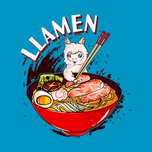 Ramen Bowl & Llama with Chopsticks T-Shirt