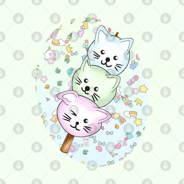 cute cat dango on a stick by cuisinecat