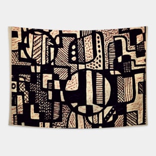 African Abstract Art Pattern Design - "Ndalu" - Pink and Blue Tapestry