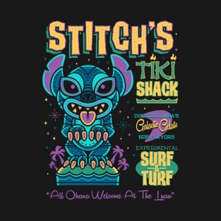 Stitch Tiki Shack - Creepy Cute - Vintage Retro Surf Vacation T-Shirt