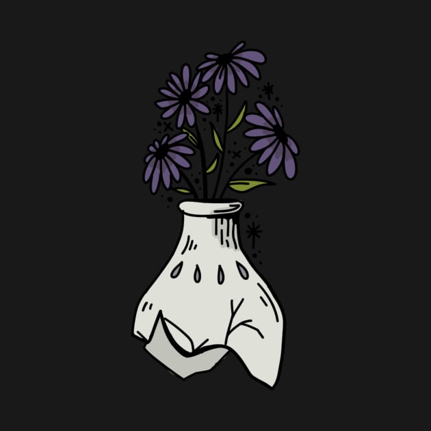 Dark Purple Flowers in Broken Vase by bwakey77