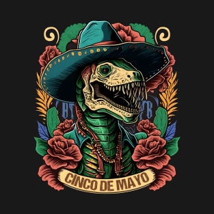 Cinco de Mayo With T-rex wearing a sombrero Hat T-Shirt